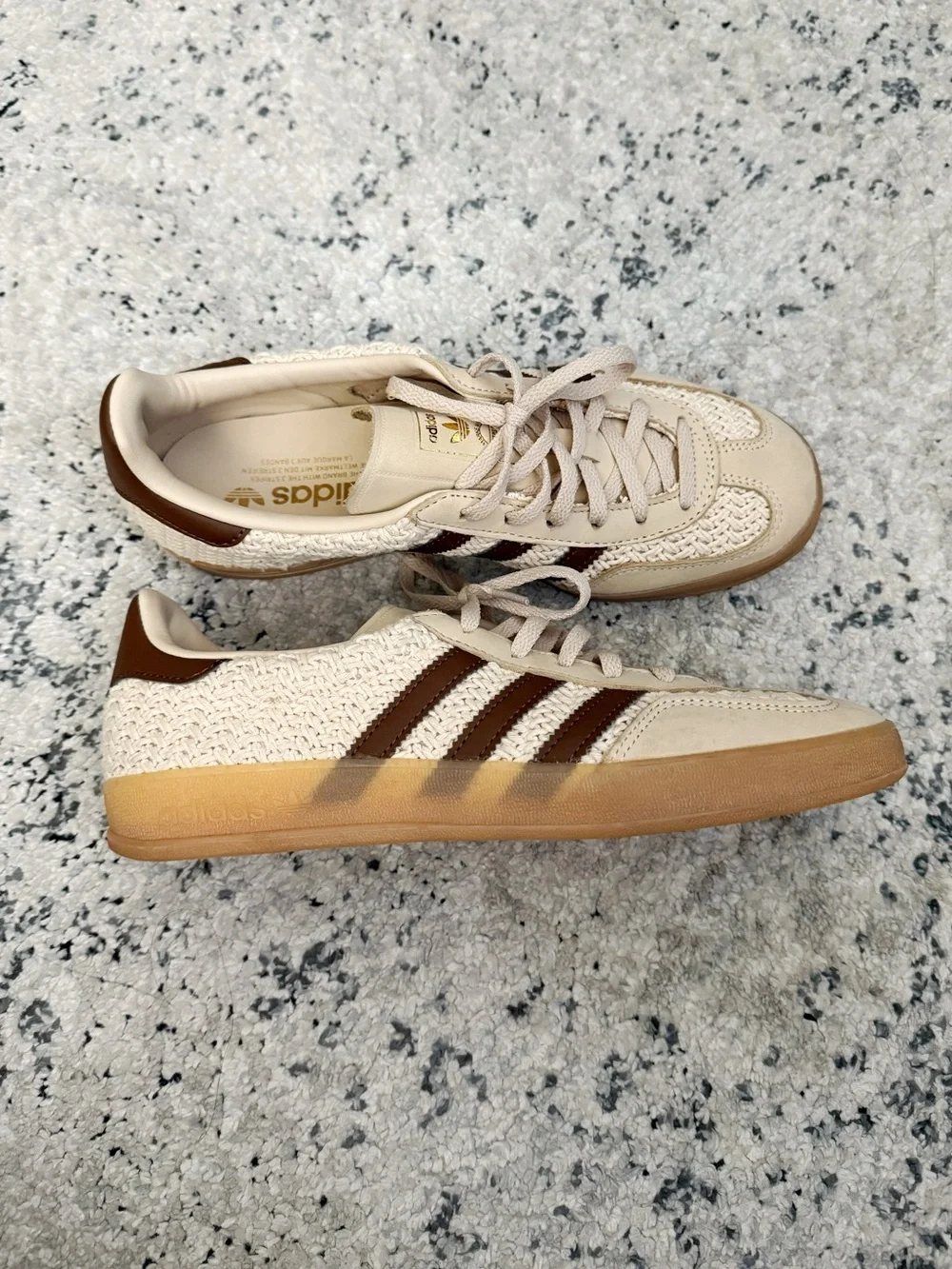 Adidas Gazelle Shoes in Sand Strata/ Brown & Gum Soles